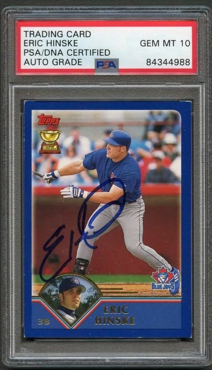 2003 Topps #40 Eric Hinske Signed Card PSA/DNA Slabbed Autographed AUTO Grade 10