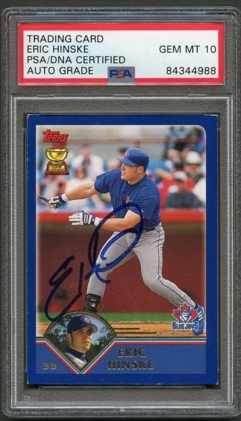 2003 Topps #40 Eric Hinske Signed Card PSA/DNA Slabbed Autographed AUTO Grade 10