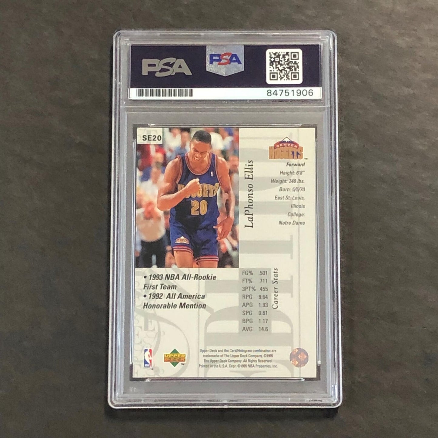 1995-96 Upper Deck Special Edition #SE20 LaPhonso Ellis Signed Card AUTO PSA Sla