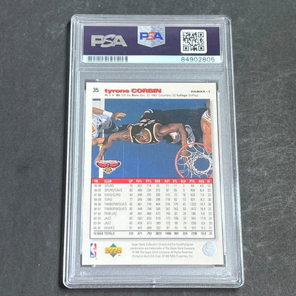 1995-96 Upper Deck #35 Tyrone Corbin Signed Card AUTO PSA Slabbed Hawks
