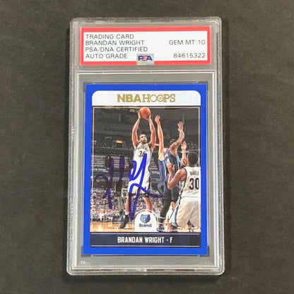 2017-18 NBA Hoops #55 Brandan Wright Signed Card AUTO 10 PSA Slabbed Grizzlies