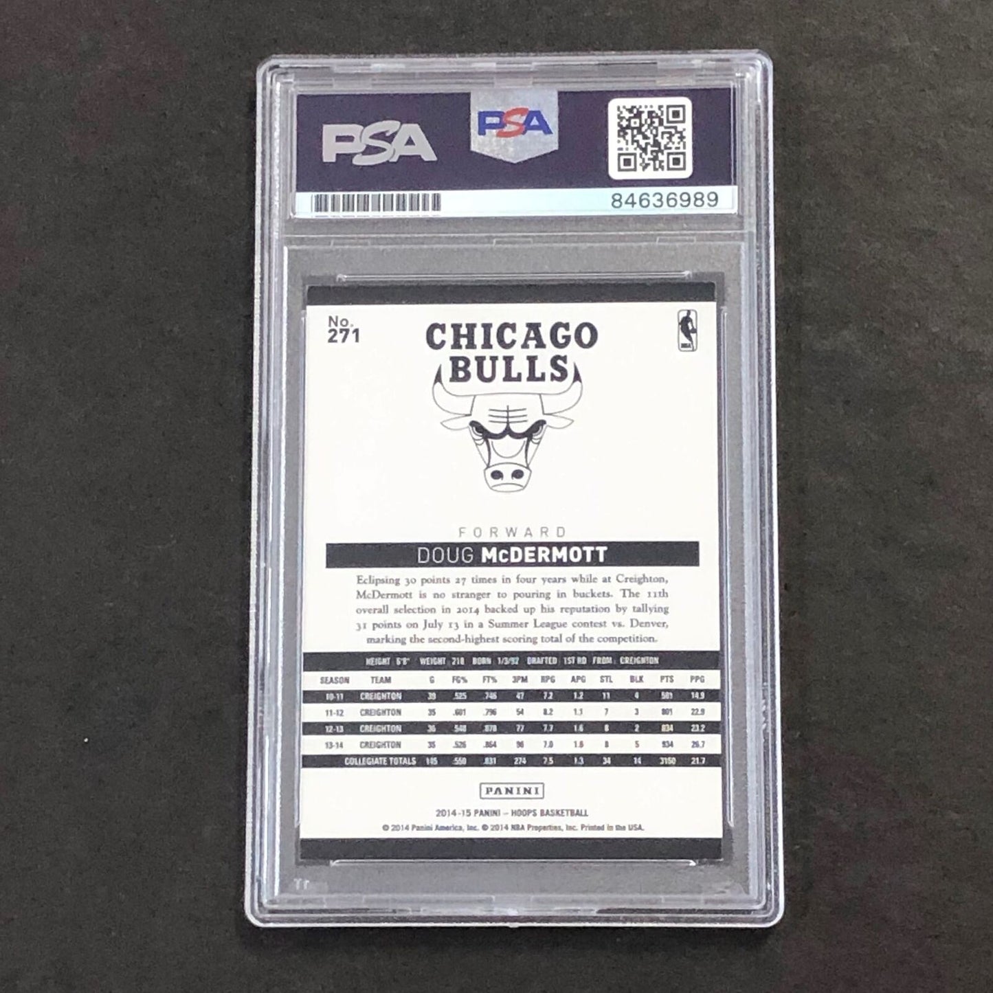 2014-15 NBA Hoops #271 Doug McDermott RC Signed Card AUTO PSA Slabbed