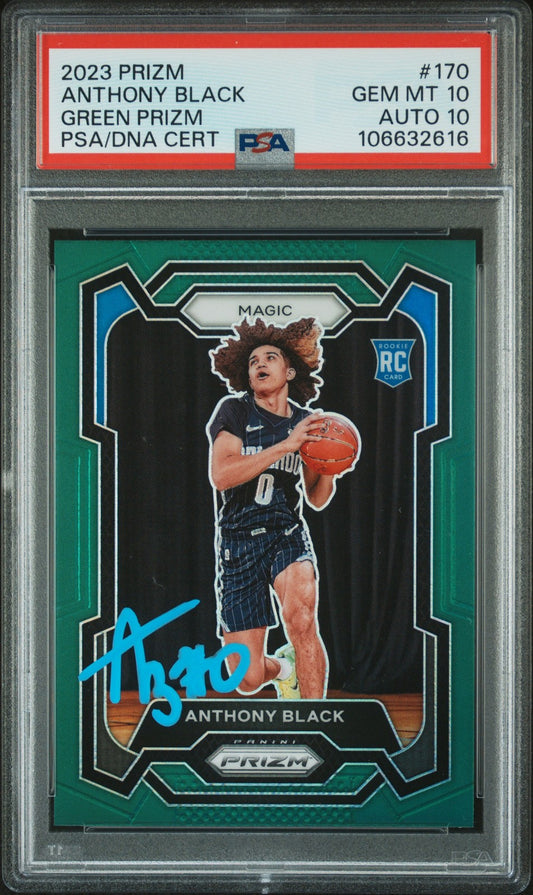 2023 Panini Prizm #170 Anthony Black Green signed card PSA 10 Auto 10