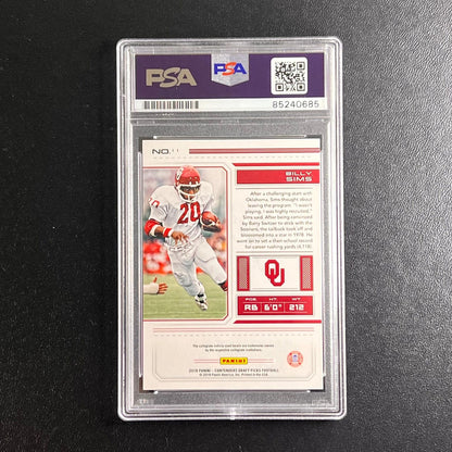 2018 Panini-Contenders  Card #11 Billy Sims Signed Card PSA Slabbed Auto Oklahom