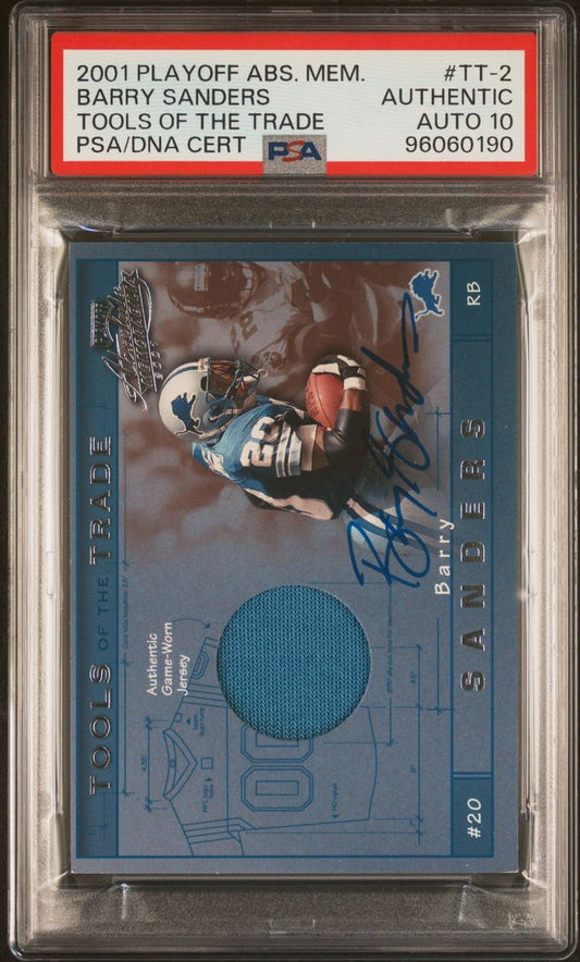 2001 Playoff Absolute Memorabilia Tools of the Trade #TT-2 Barry Sanders Signed