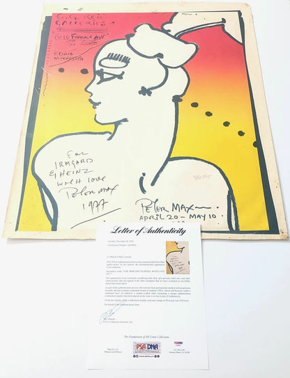 Peter Max signed 23x28 Poster PSA/DNA LOA Autographed