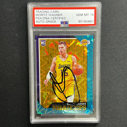 2018-19 NBA Hoops #249 Moritz Wagner Signed Card AUTO 10 PSA Slabbed RC Lakers