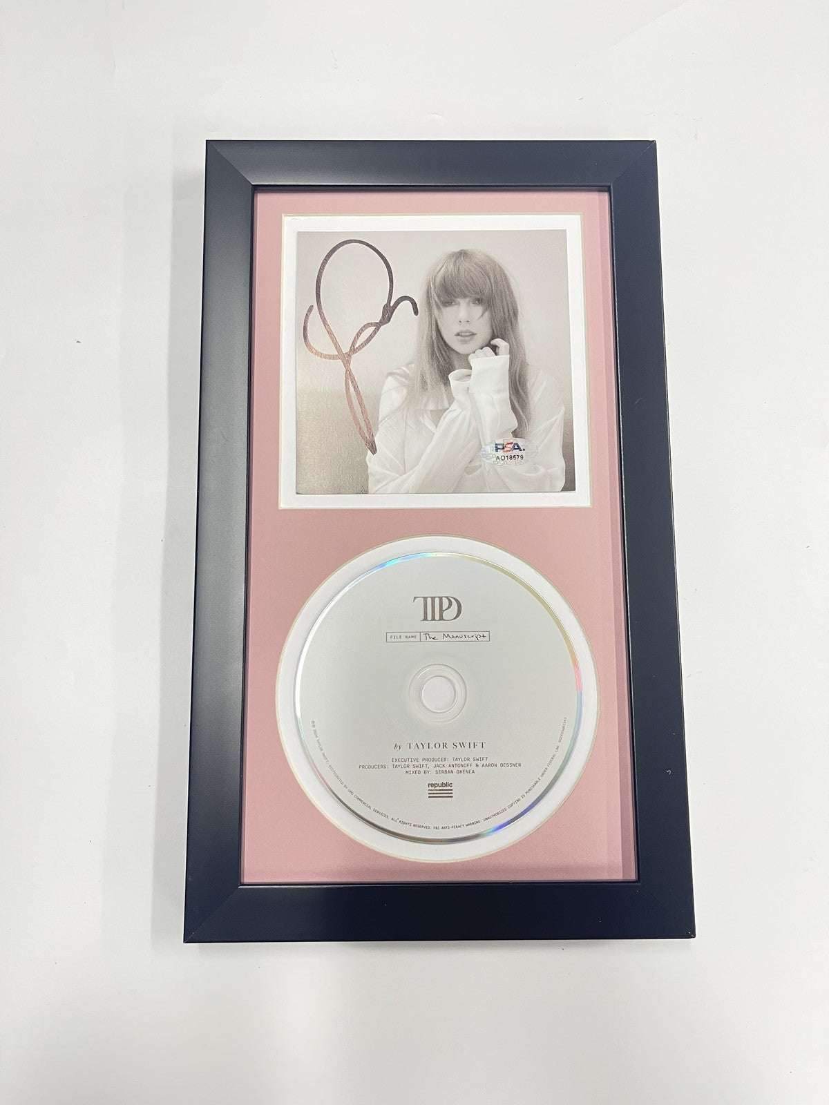 Taylor Swift Signed CD Cover Framed PSA/DNA The Tortured Poets Department TTPD