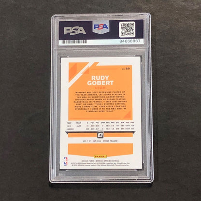 2019-20 NBA Panini Donruss #89 Rudy Gobert Signed Card AUTO PSA Slabbed Jazz