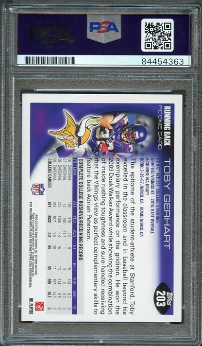 2010 Topps #203A Toby Gerhart Signed Card PSA Slabbed Vikings