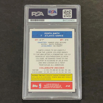 2005 Topps Bazooka #218 Donta Smith Signed Card AUTO 10 PSA Slabbed Hawks