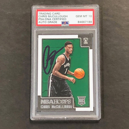 2015-16 NBA Hoops #286 Chris McCullough Signed Card AUTO 10 PSA Slabbed Nets