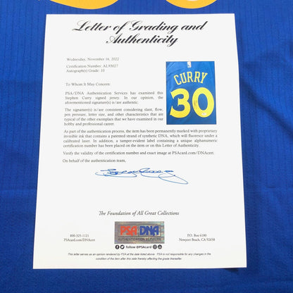 Stephen Curry signed jersey PSA/DNA Auto Grade 10 Autographed WARRIORS