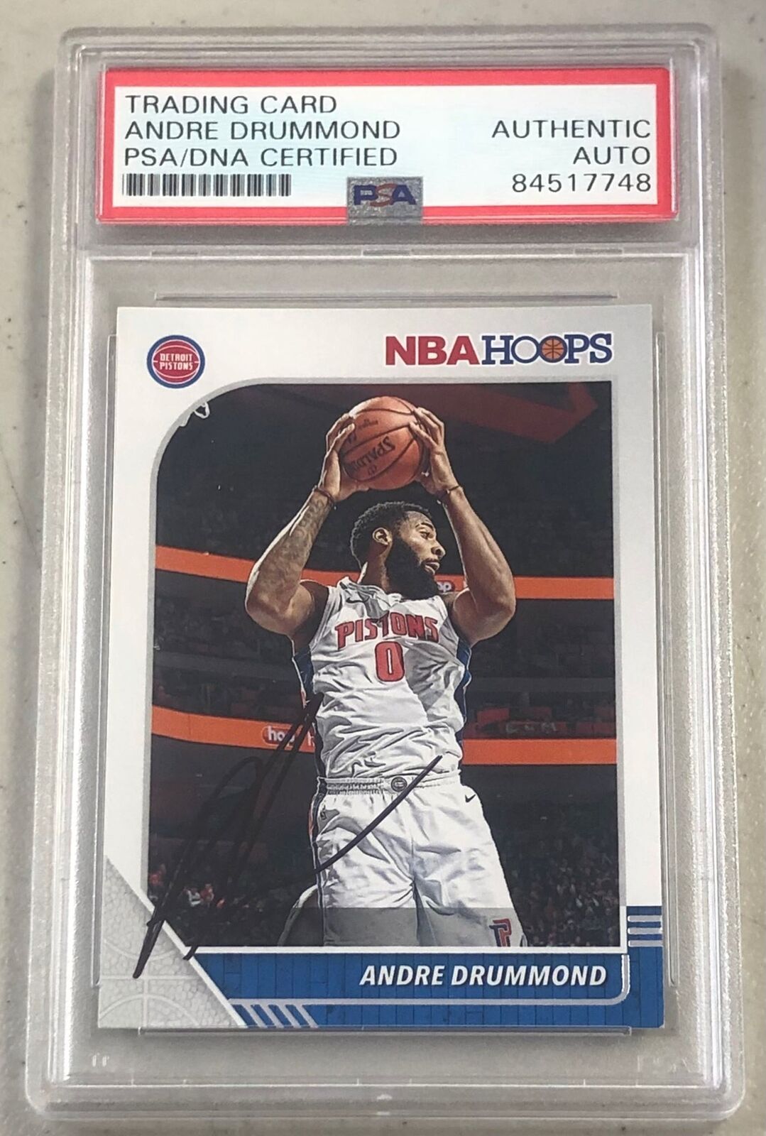 2019-20 NBA Hoops #54 Andre Drummond Signed Card AUTO PSA Slabbed Pistons