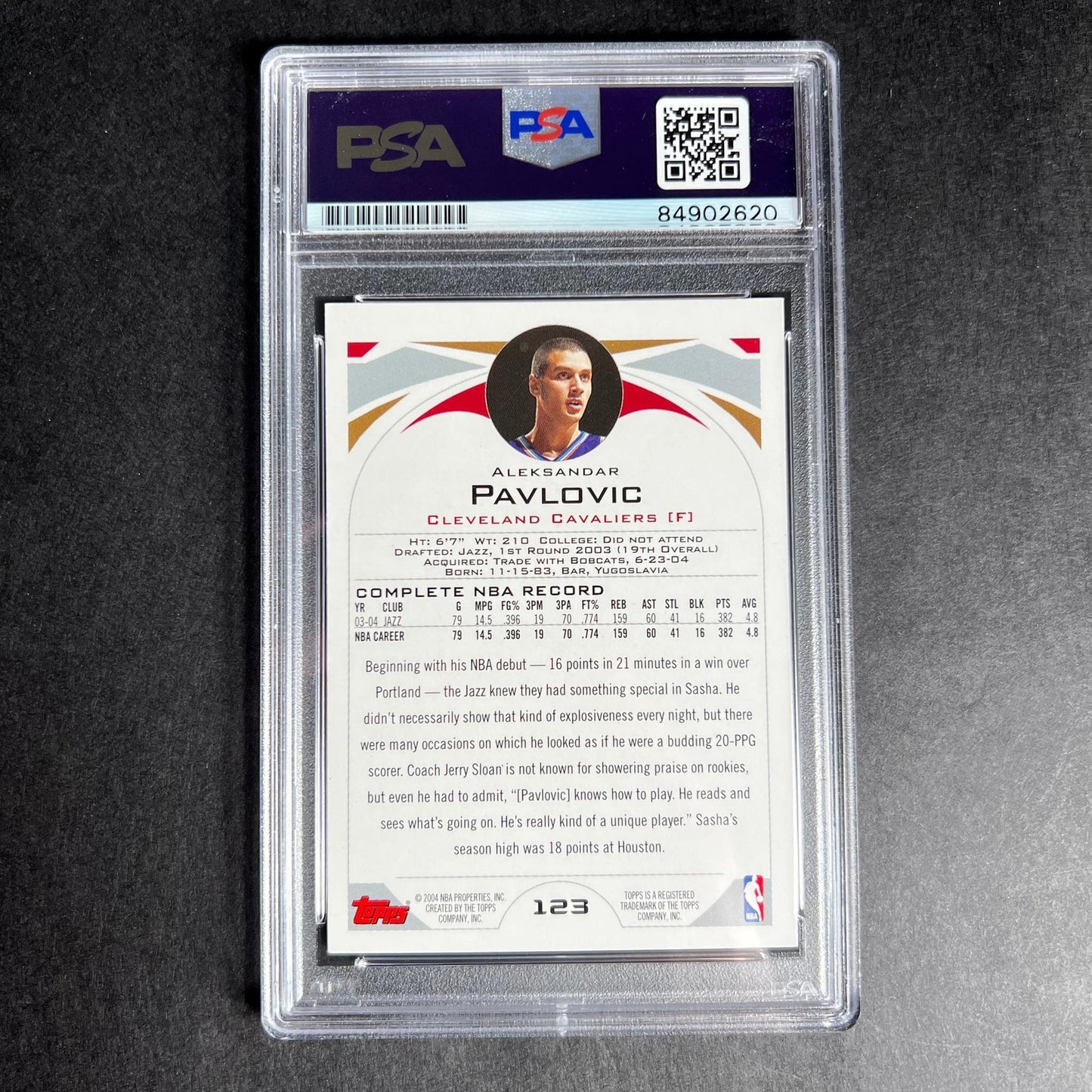 2004-05 Topps #123 Aleksandar Pavlovic Signed Card AUTO PSA Slabbed Cavaliers
