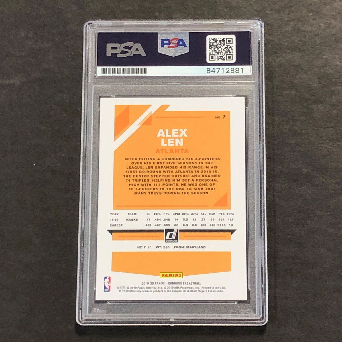 2019-20 Panini Donruss Basketball #7 Alex Len Signed Card AUTO PSA Slabbed Hawks