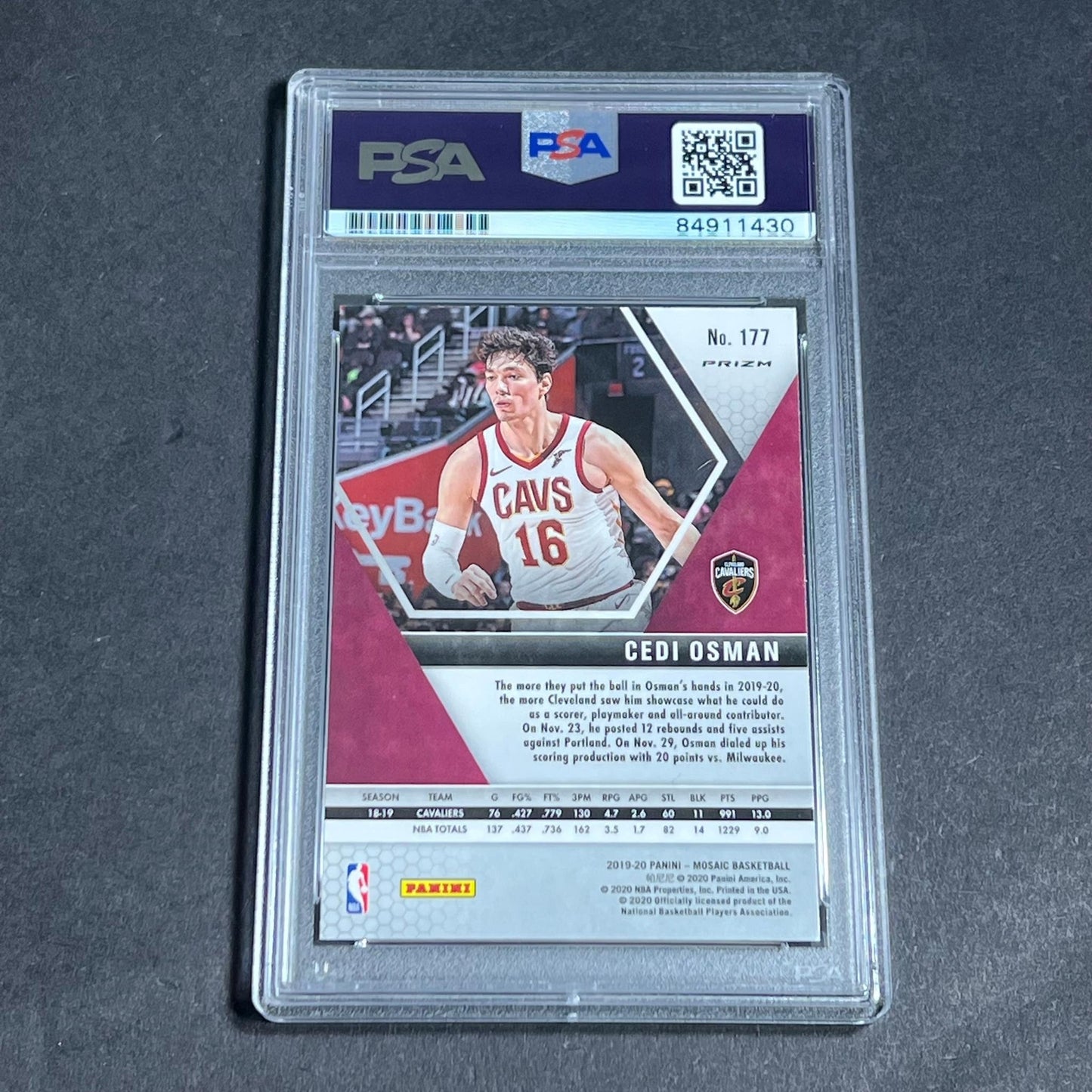 2019-20 Panini Mosaic #177 Cedi Osman Signed Card AUTO 10 PSA Slabbed Cavaliers