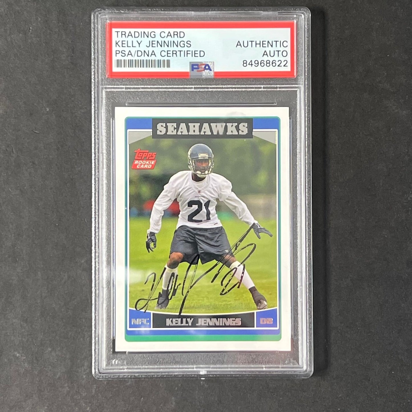 2006-2007 Topps RC #SEA12 Kelly Jennings Signed Card AUTO PSA Slabbed Seahawks R