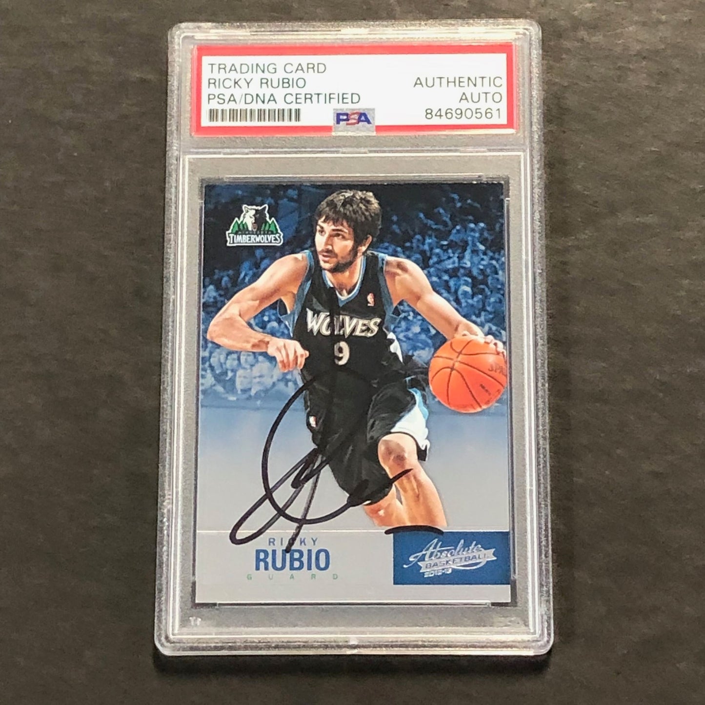 2012-13 Panini Absolute Basketball #64 Ricky Rubio Signed Card AUTO PSA Slabbed