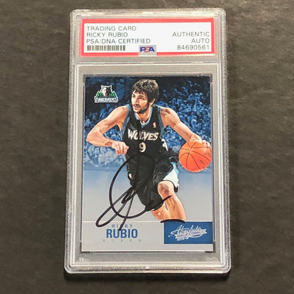 2012-13 Panini Absolute Basketball #64 Ricky Rubio Signed Card AUTO PSA Slabbed