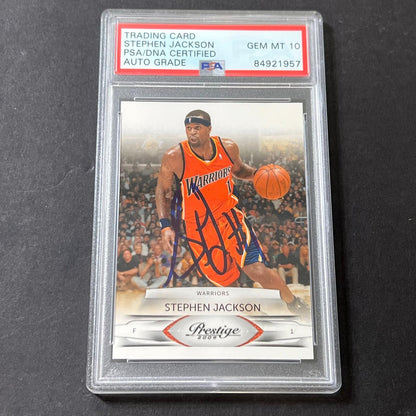 2009-10 Panini Prestige #32 Stephen Jackson Signed Card AUTO GRADE 10 PSA Slabbe
