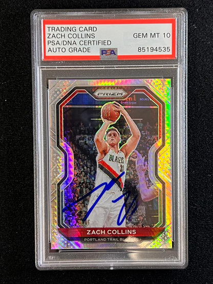 2020-21 Panini Prizm #6 ZACH COLLINS Signed Card AUTO 10 PSA Slabbed Blazers