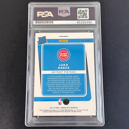 2021-22 Panini Donruss Optic Rated Rookie #164 Luka Garza Signed Card AUTO PSA S