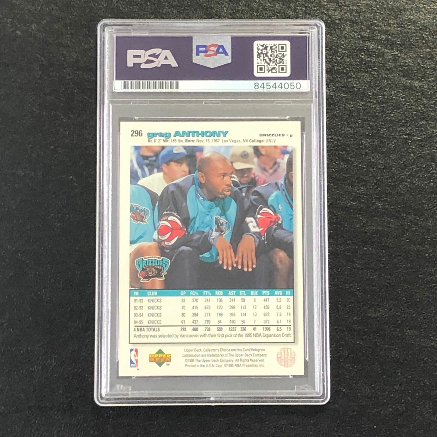 1995 Upper Deck Collector's Choice #296 Greg Anthony Signed Card AUTO PSA/DNA Sl