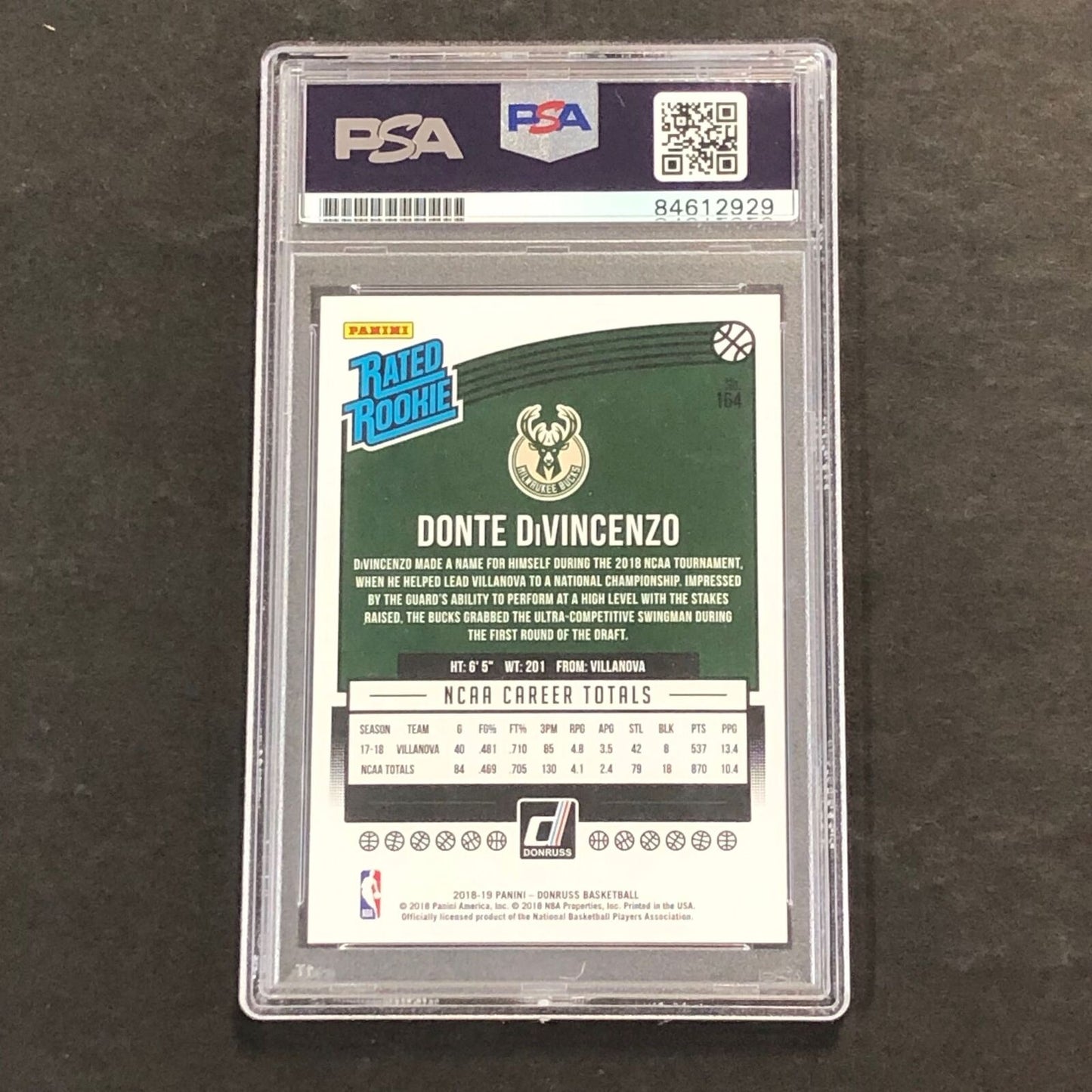 2018-19 Panini Donruss #164 DONTE DIVINCENZO Signed Card AUTO PSA/DNA Slabbed RC