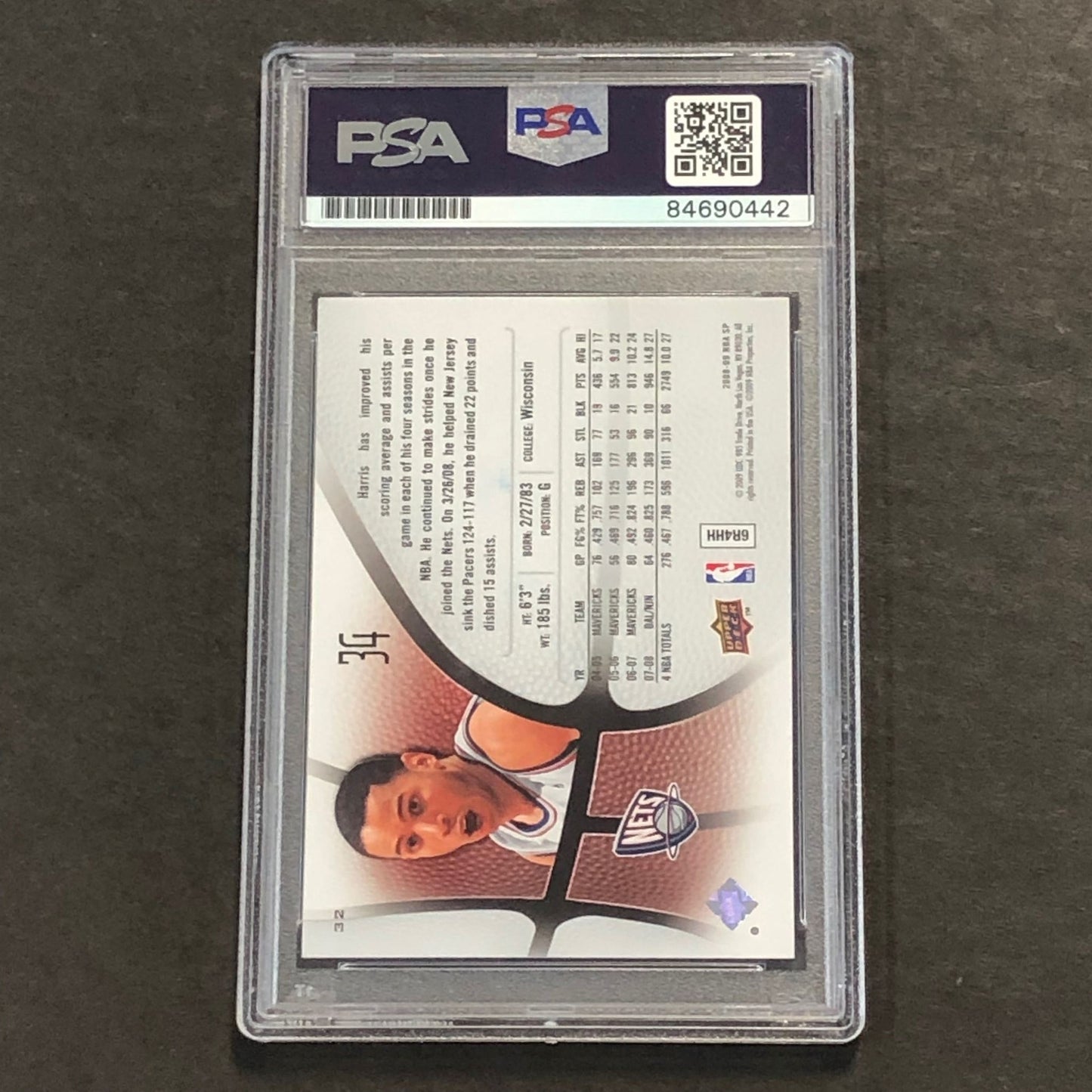 2008-09 Upper Deck Basketball #32 Devin Harris Signed Card AUTO PSA Slabbed Nets
