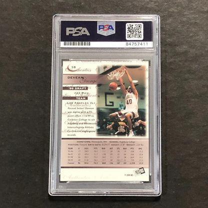 1999 Press Pass Authentics #18 Devean George Signed Card MINT 9 PSA Slabbed