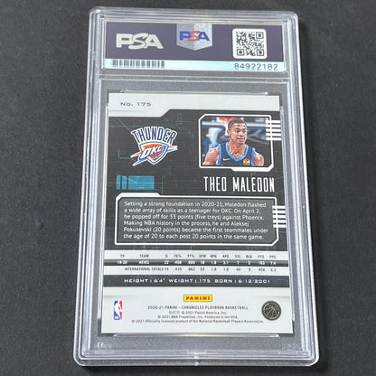 2020-21 Panini Playbook #175 Theo Maledon Signed Card AUTO 10 PSA Slabbed RC Thu