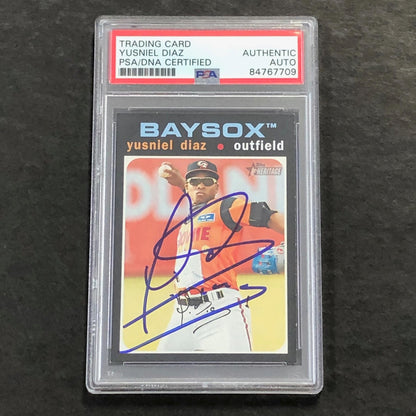 2020 Topps Heritage #99 Yusniel Diaz Signed Card PSA Slabbed Auto Dodgers