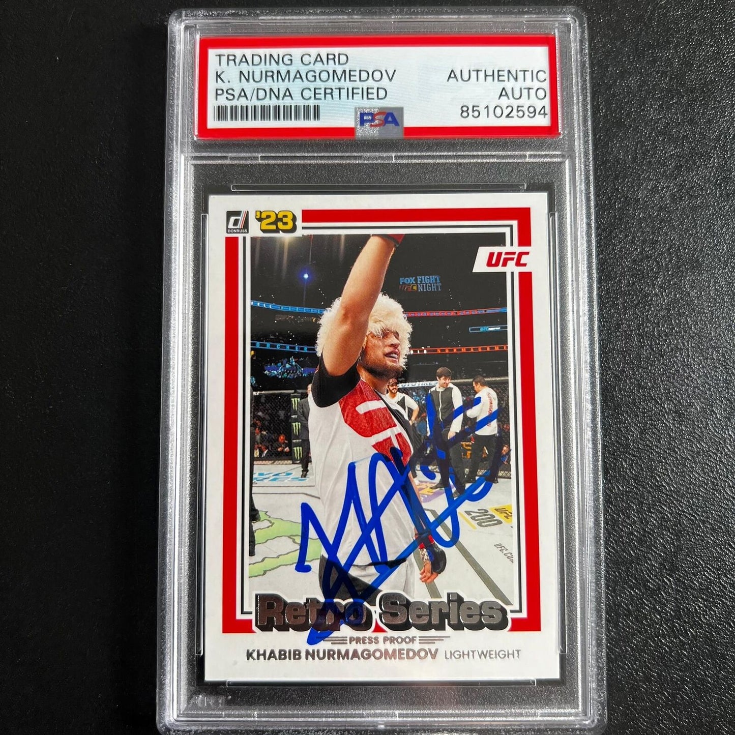 2023 Panini Donruss #8 Khabib Nurmangomedov Signed Card AUTO PSA Slabbed