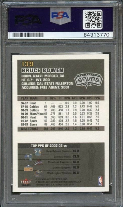 2003-04 Fleer Tradition #139 Bruce Bowen Signed Card AUTO PSA Slabbed Spurs