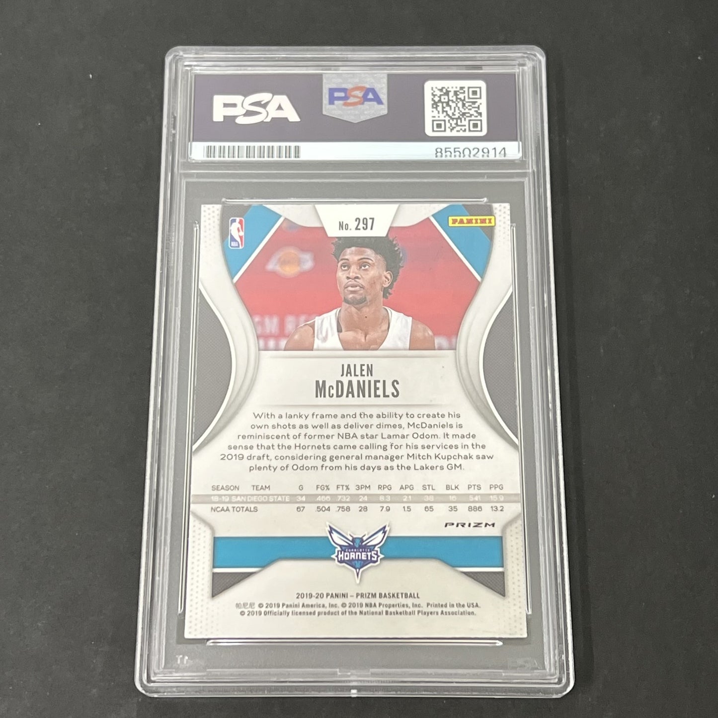 2019-20 Panini Silver Prizm #297 Jalen McDaniels signed card PSA Auto 10