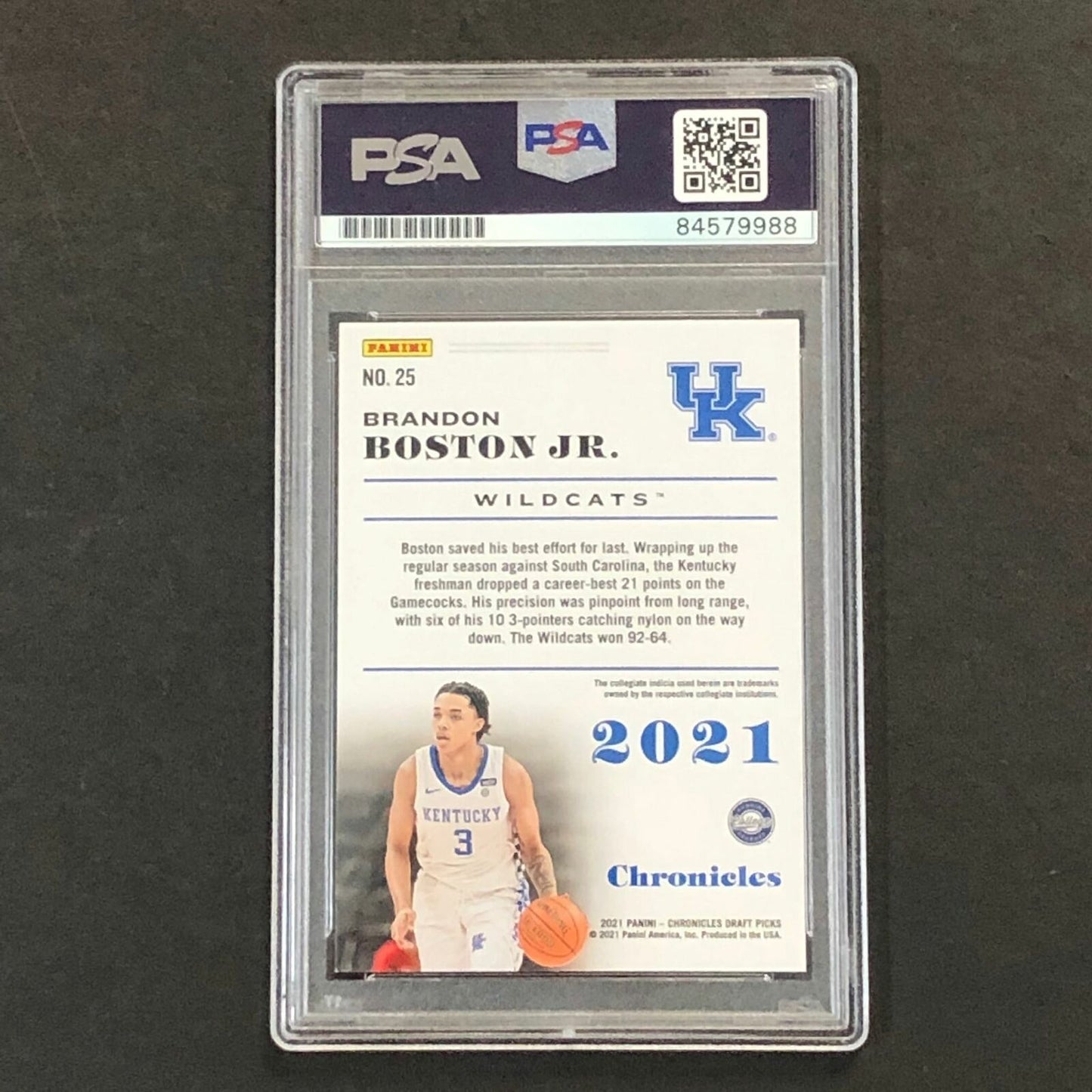 2021 Panini Chronicles #25 Brandon Boston Jr Signed Card AUTO PSA Slabbed RC Ken