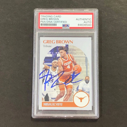 2021 Chronicles NBA Hoops #64 Greg Brown Signed AUTO PSA Slabbed Texas