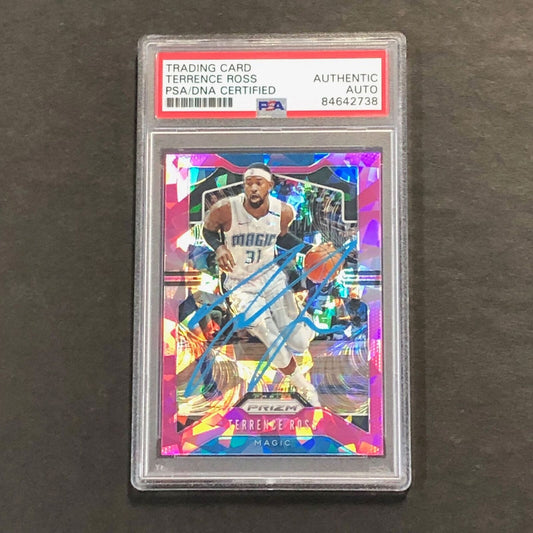 2019-20 Panini Prizm #44 Pink Cracked Ice Terrence Ross Signed Card AUTO PSA Sla