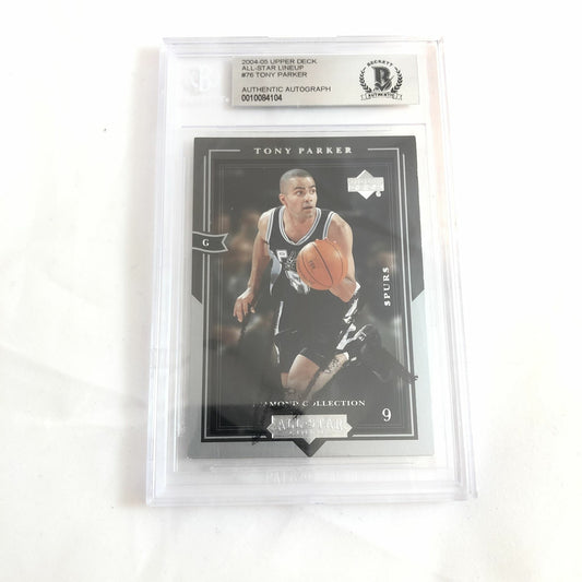 2003-04 Upper Deck All-Star Lineup Tony Parker Signed AUTO #76 BAS BGS Beckett S