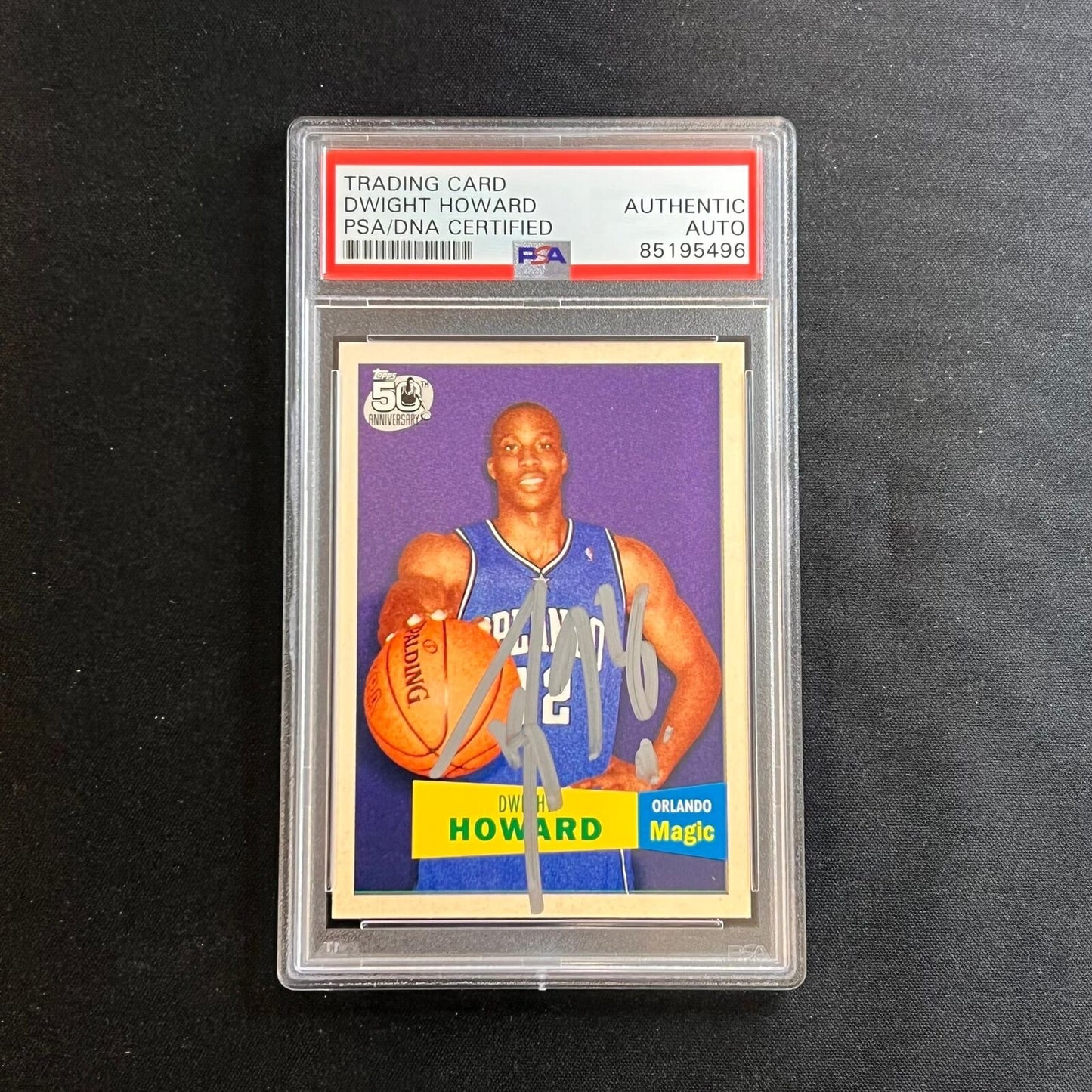 2007-08 Topps 50th Anniversary #14 Dwight Howard Signed Card AUTO PSA/DNA Slabbe