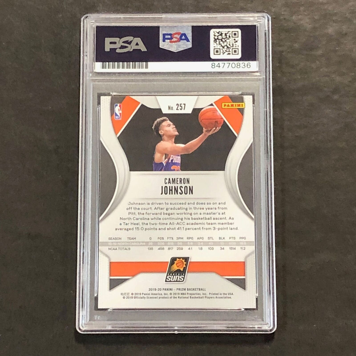2019-20 Panini Prizm #257 Cameron Johnson Signed Card PSA Slabbed Auto 10 RC Sun