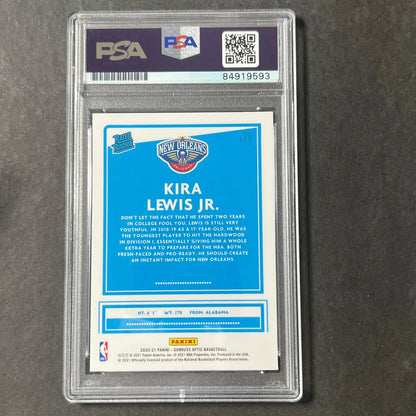 2020-21 Panini Donruss Optic #163 Kira Lewis Jr. Signed Card AUTO 10 PSA Slabbed