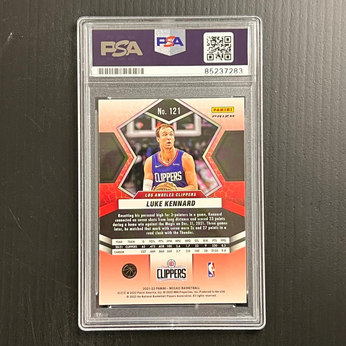2021-22 Panini Mosaic #121 Luke Kennard Signed Rookie Card AUTO PSA Slabbed Clip