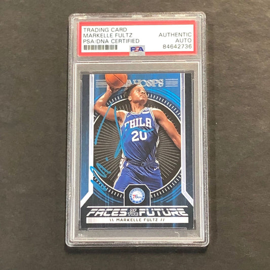 2017-18 Panini NBA Hoops Faces of the Future #1 Markelle Fultz Signed Card PSA S