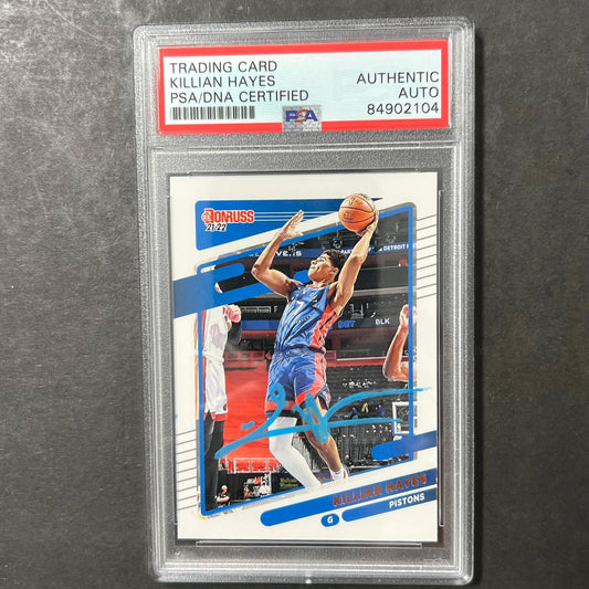2020-21 Panini Donruss #145 Killian Hayes Signed Card AUTO PSA Slabbed RC Piston