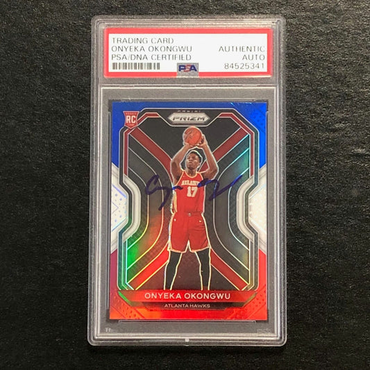 2020-21 Panini Prizm Red White Blue #260 Onyeka Okongwu signed AUTO Card PSA/DNA