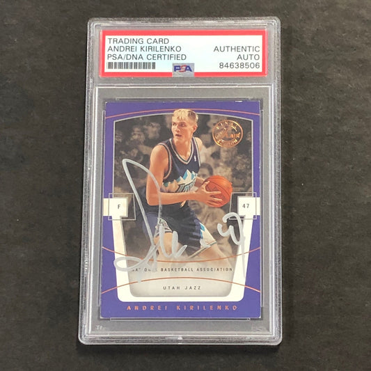 2003-04 Fleer #46 Andrei Kirilenko Signed Card AUTO PSA Slabbed Jazz