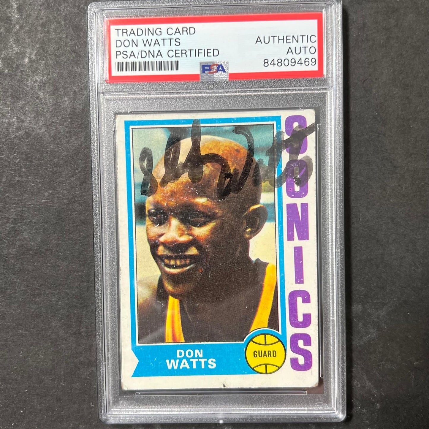 1973-74 Topps #142 Don Watts Signed Card AUTO PSA Slabbed Sonics