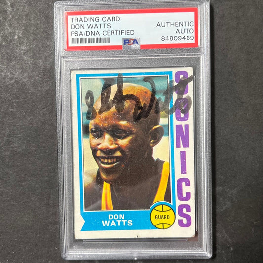 1973-74 Topps #142 Don Watts Signed Card AUTO PSA Slabbed Sonics